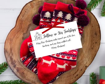 Christmas Sock Tag, Teacher Gift Label (Digital Download)