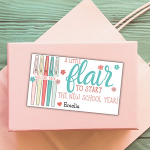 Back to School Teacher Gift Tag, Thank you Teacher Tag,  First Day of School Printable, Flair Pen School Supplies, Editable INSTANT DOWNLOAD