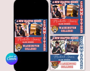College Decision Day Social Media Post: Graduation Announcement (Canva Template)