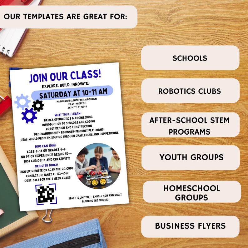 Robotics Program Flyers Editable Robotics Class Flyer: STEM Education Canva Template (digital ...