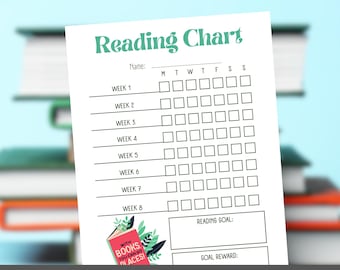 Kids Reading Chart: Reading Goals & Rewards Tracker (Digital Download)