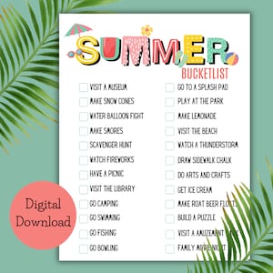 Summer Countdown Bucket List Printable (digital Download) - Etsy