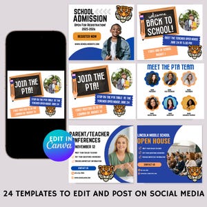 Editable School Social Media, school social media,school,editable template, social media, social media template, social media post templates