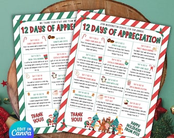 12 Days of Appreciation Flyer: Holiday Staff Event, Editable Canva Template (Digital Download)