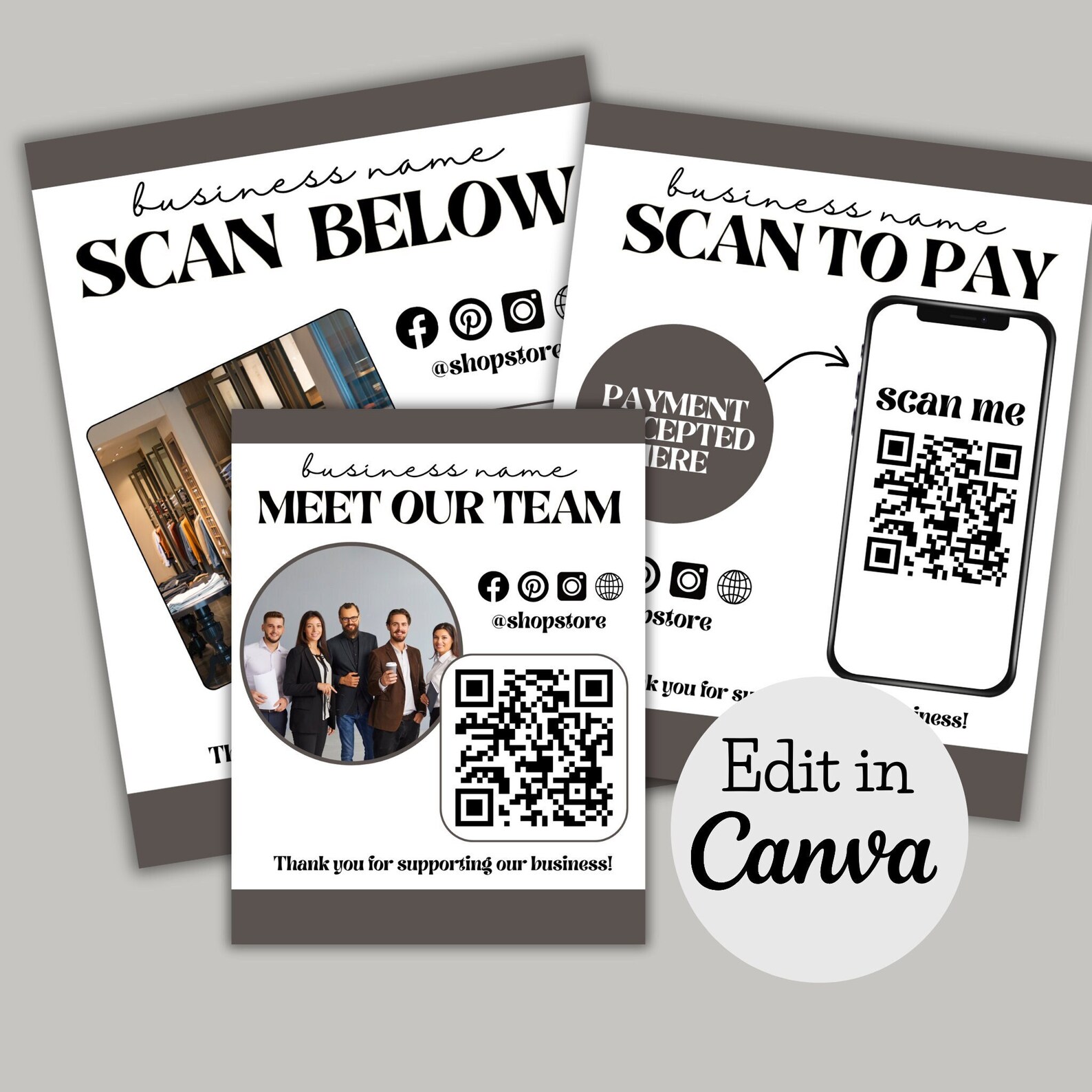 Personalized QR Code Sign Template: Scan to Pay, Canva Editable ...