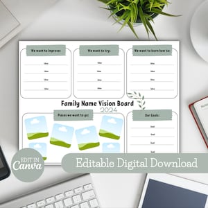 Editable Vision Board, Vision Board Kit, Vision Board Printables, Vision Board for Kids, Vision Board Template, New Year Bucket List