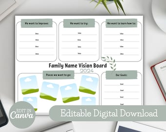 Family Vision Board Kit: Editable Goal Planner (Digital Download)