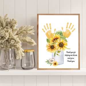 Teacher Appreciation Handprint Art: Sunflower Gift (Digital Download)