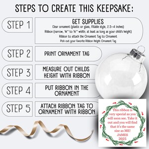 Measuring Ribbon Ornament Editable Ribbon Height Christmas Ornament Tag (canva Template) - Etsy