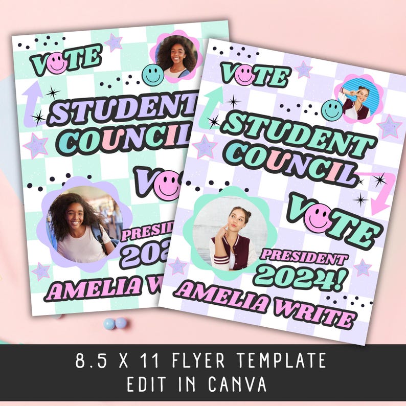 Student Council Voting Flyer Templates: Editable Campaign Design (canva ...