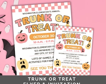 Trunk or Treat Flyer & Invitation Template: Fall Festival Decor (Canva Edit)