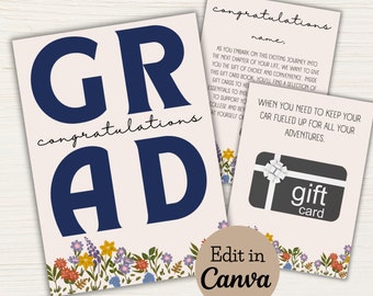 Editable Graduation Gift Card Book, Keepsake Album (Digital Download)