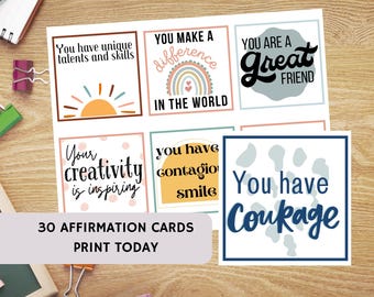 30 Daily Affirmation Cards: Positive Inspiration (Digital Download)