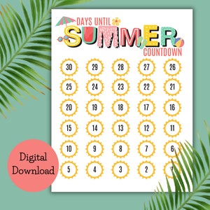 Summer Countdown Bucket List Printable (digital Download) - Etsy