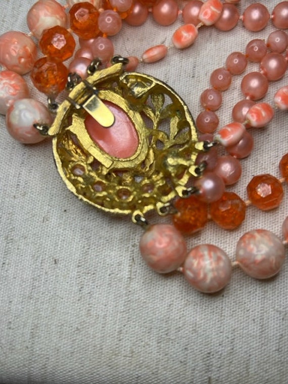 Vintage Beaded Orange/Orange Necklace Earrings - image 5