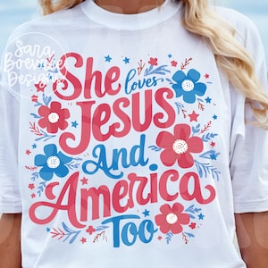 Sie liebt Jesus und Amerika auch Png, Amerika Retro Png, USA Png, Trucker Hut Patch Png, 4. Juli Png, Fourth of Juli T-Shirt Design