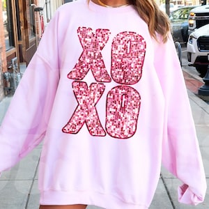 XOXO Png, Faux Sequin Valentine Png, Valentines Day Png, Cute Valentines Day Shirt Design, Retro Valentines Day Png, Sparkly Xoxo Png
