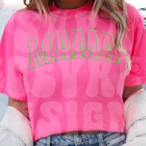 Neon Mama Png, Neon Green Puff Png, Diseño de camiseta gráfica Summer Neon Mama Puff, Regalo del Día de la Madre, Diseño de camiseta Mama de vinilo de imitación Puff