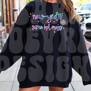 New Year Same Hot Mess Png, Glitter New Years Png, Sequin New Year Png, New Years Eve Png, Hand Lettered, Disco Ball Png, Happy New Year Png