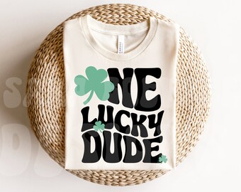 Lucky Dude SVG, Lucky Dude Png, One Lucky Dude SVG, St Patricks Day Svg Boys, Toddler Boy Png, Boys St Patricks Svg, Retro Svg, For Cricut