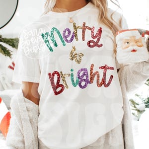 PNG alegre e brilhante, brilho de lantejoulas brilhantes, Natal, férias, letras à mão, download de sublimação, lantejoulas com brilho falso, download digital