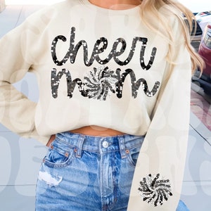 Cheer Mom Png, Faux Sequin Cheer Mom, Faux Glitter Cheer Mom, Cheer Mama Png, Cheer Mom Shirt, Cheerleader Png, Cheerleading Png, Sleeve Png