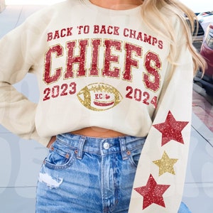 Back to Back Champion Svg, Back to Back Champs Chiefs Png e Svg, Champs 2024, Kansas City Png, Kansas City Svg, Faux Glitter Chiefs Png