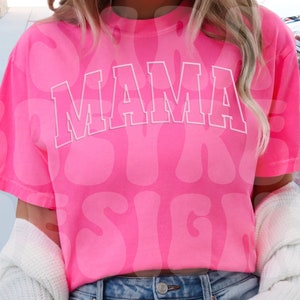 Neon Mama Png, Neon Pink Puff Png, Diseño de camiseta gráfica Summer Neon Mama Puff, Regalo del Día de la Madre, Diseño de camiseta de Mama de vinilo de imitación Puff