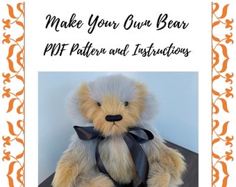 Modello di cucito per orsacchiotto: peluche fai da te da 10,5 pollici (modello PDF)
