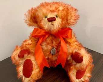 Handmade Mohair Jointed Teddy Bear with Personalized Pendant
