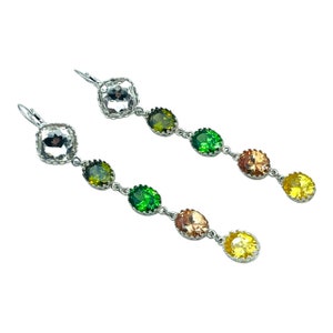 Authentic Swarovski Crystal Collection: Stunning 925 Sterling Silver, Austrian Crystal and Multicolor Cubic Zirconia Statement Earrings.