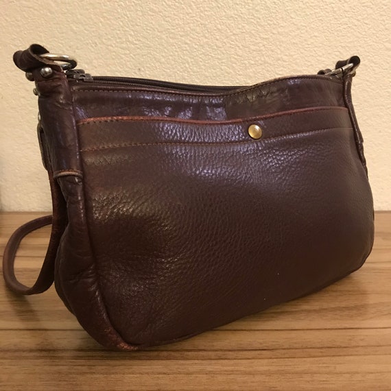 Vintage Brown Leather LL Bean Shoulder Bag Purse … - image 1