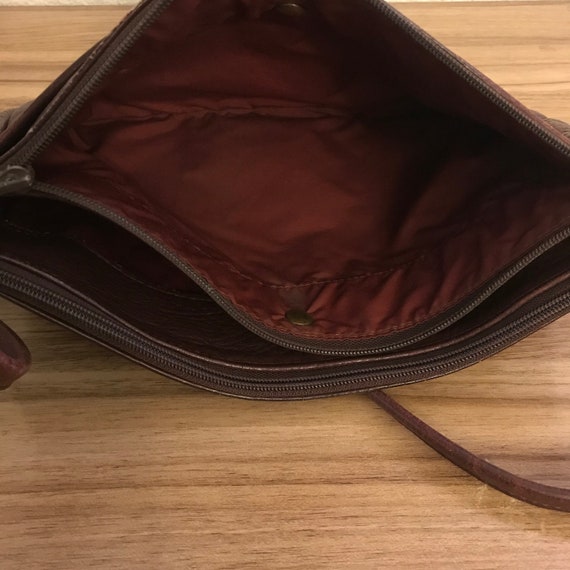 Vintage Brown Leather LL Bean Shoulder Bag Purse … - image 7