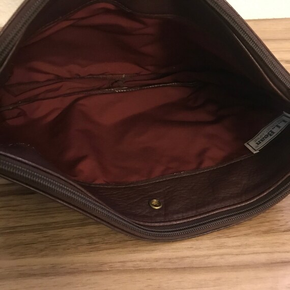 Vintage Brown Leather LL Bean Shoulder Bag Purse … - image 5