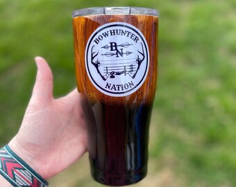 Custom Ombre Woodgrain Tumbler / Personalized Custom Tumbler / Gift for Him/ Retirement Gift / Woodgrain Stainless Steel Tumbler