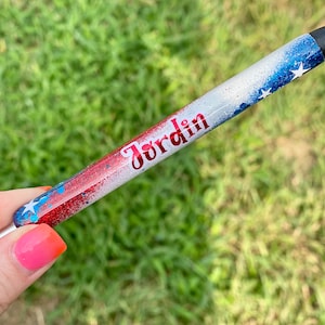 Patriotic Glitter Pens || Patriotic Pen || USA Pen || Flag Pen || Military Pen || Inkjoy Gel Pen || Refillable Pen || Customizable Pen