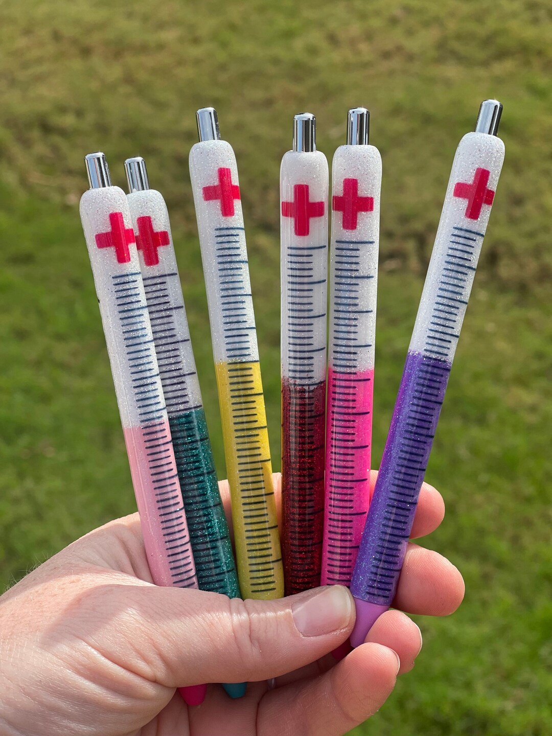 Glitter Syringe Gel Pen Refillable Personalized Gel Pens Nurse Pens
