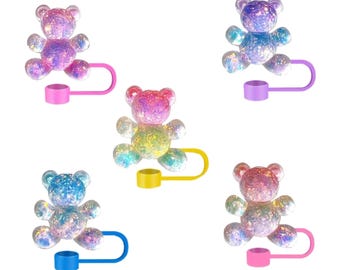 Glitter Ombré Gummy Bear Straw Topper  | Stanley Straw Cover | Tumbler Accessories | Stanley Accessory | Straw Cap | Straw Topper