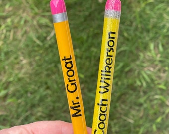 Pencil Design Gel Pens || Refillable Personalized Gel Pen Pencils || Glitter Pens || Teacher Gift || Back to School