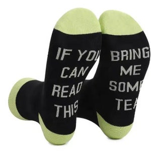 If You Can Read This Bring Me Some Tea Socks II Women&#39;s Funny Socks || One Size Fits Most || Stocking Stuffer