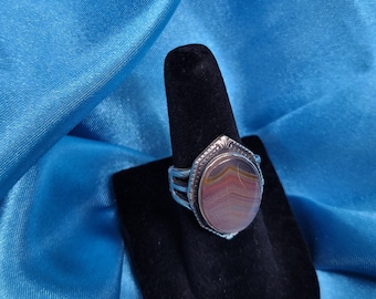 Agate Signed Sterling Silver Ring