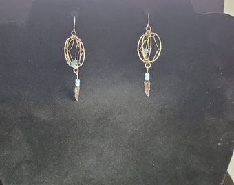 Birdcage Sterling Silver Turquoise Earrings