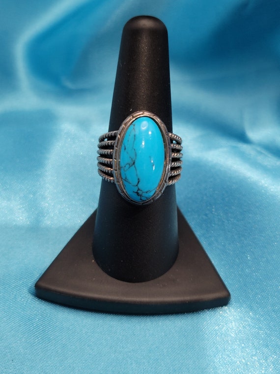 Turquoise Sterling Silver Multiband Ring - image 1