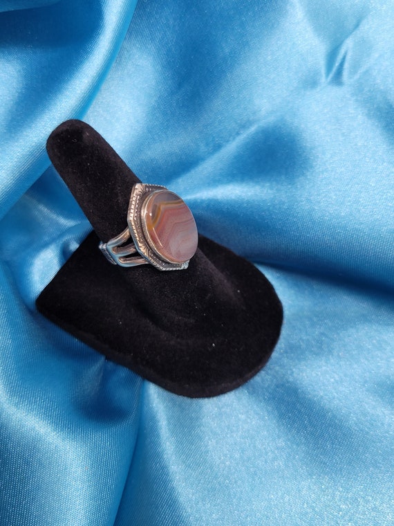 Agate Signed Sterling Silver Ring - image 6