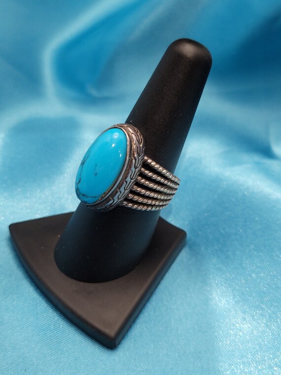 Turquoise Sterling Silver Multiband Ring - image 3