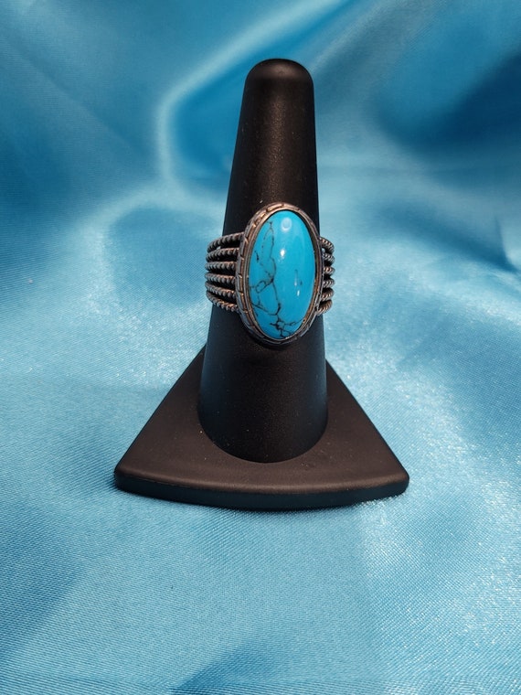Turquoise Sterling Silver Multiband Ring - image 6