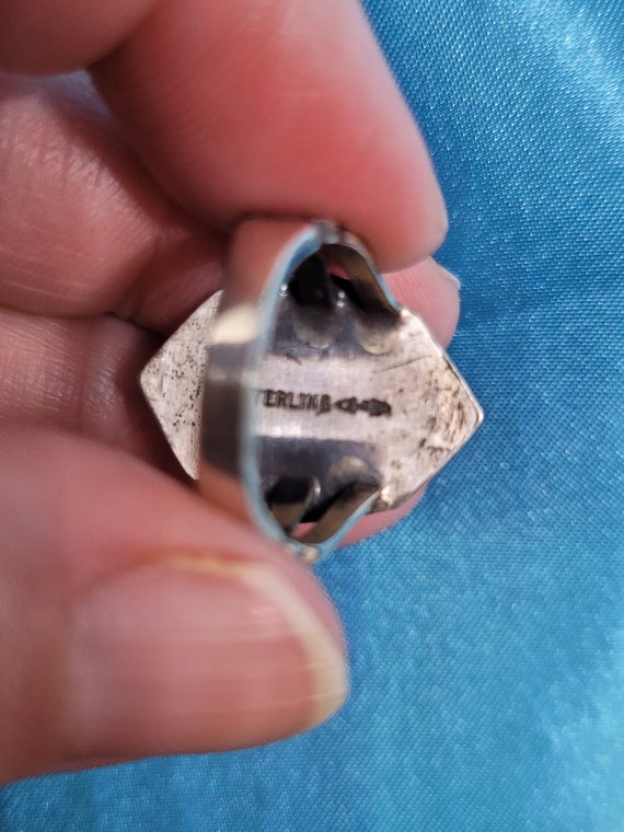 Agate Signed Sterling Silver Ring - image 4