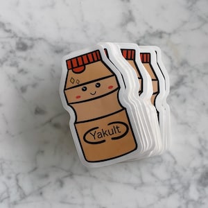 Yakult Sticker | Kawaii Cute Yakult Waterproof Sticker | Bullet Journal Laptop Sticker Water Bottle Vinyl Die Cut Sticker