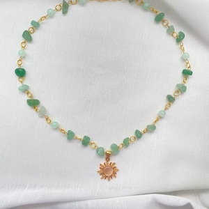 Green aventurine crystal necklace