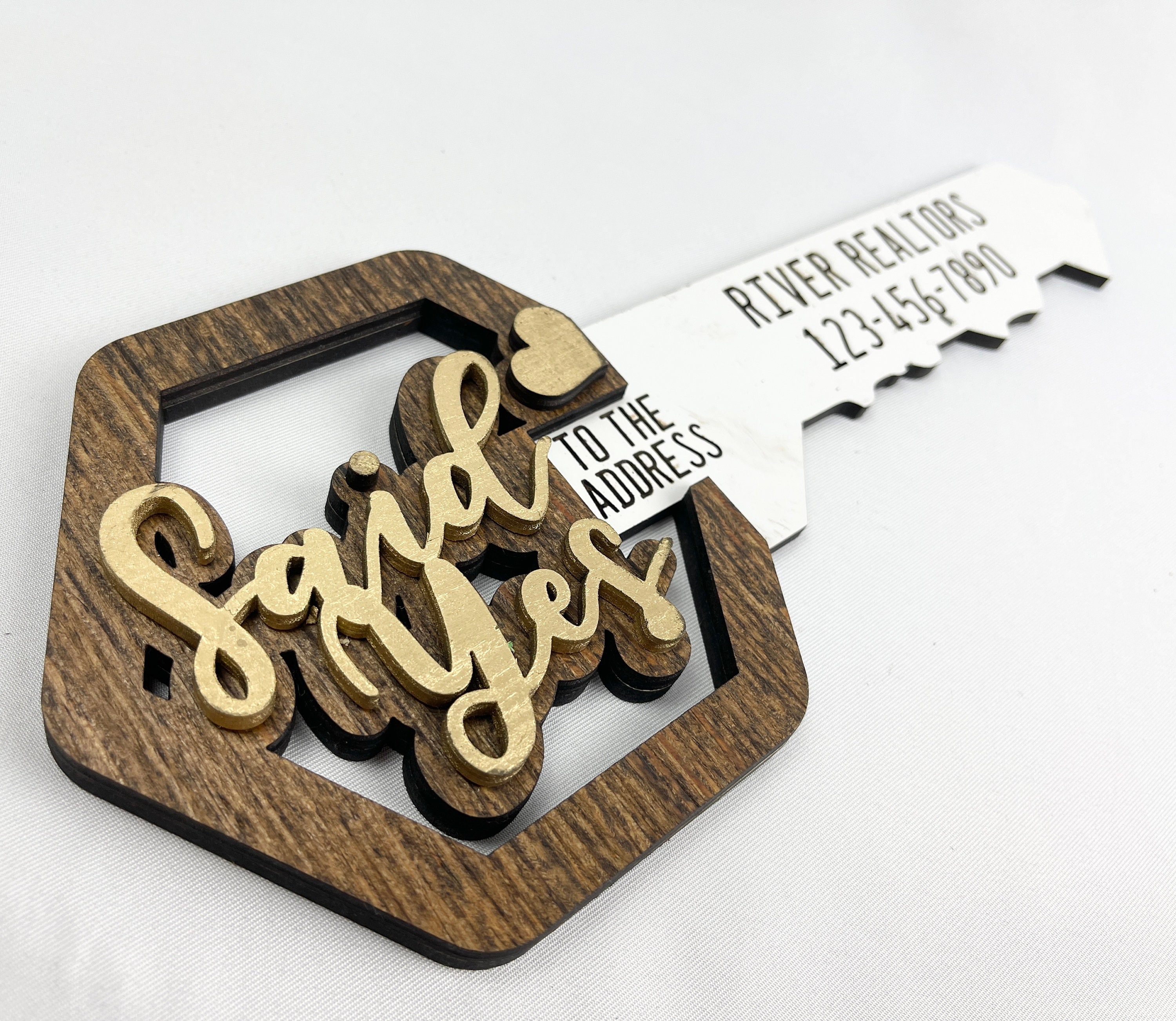Personalized Realtor Sold Key Sign, Engraved Closing Gift